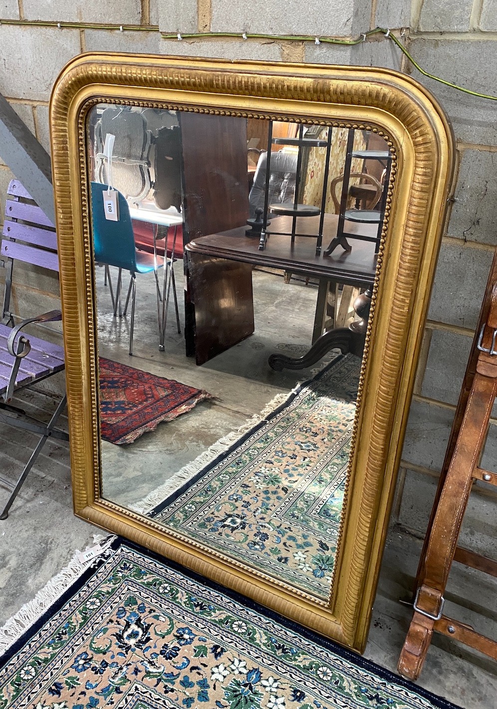 A 19th century French giltwood and composition overmantel mirror, width 96cm, height 137cm